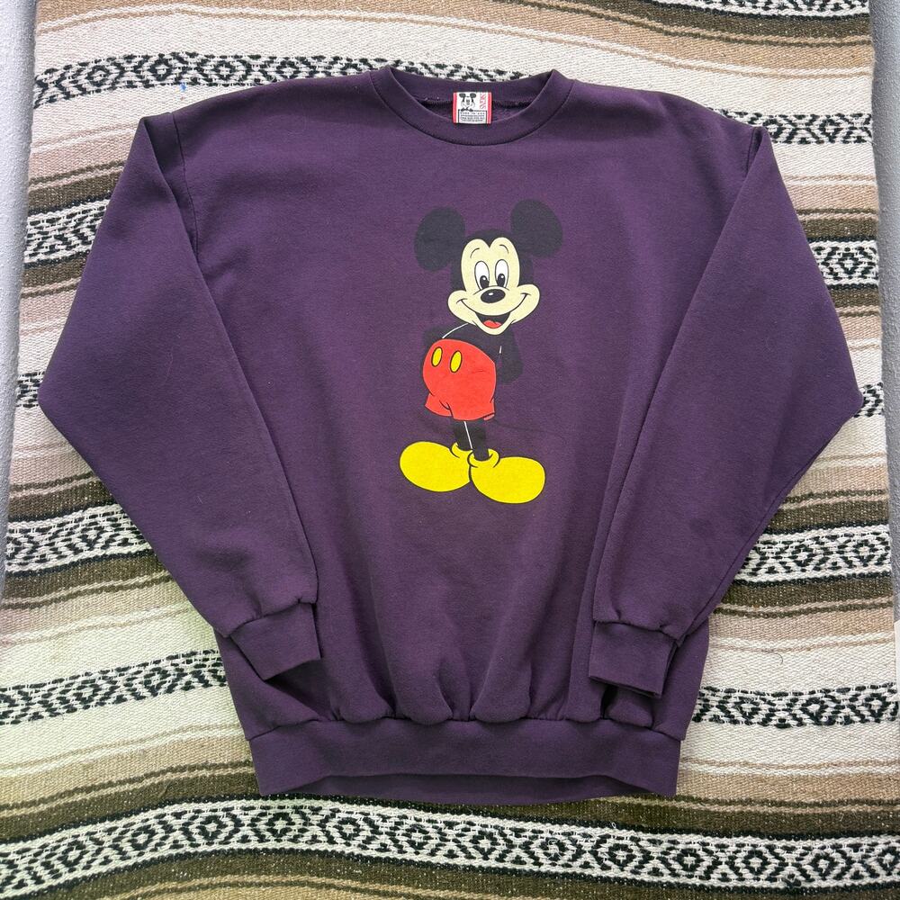 Vintage 90's Disney Designs Mickey Mouse Purple Crewneck Pullover Sweatshirt XL